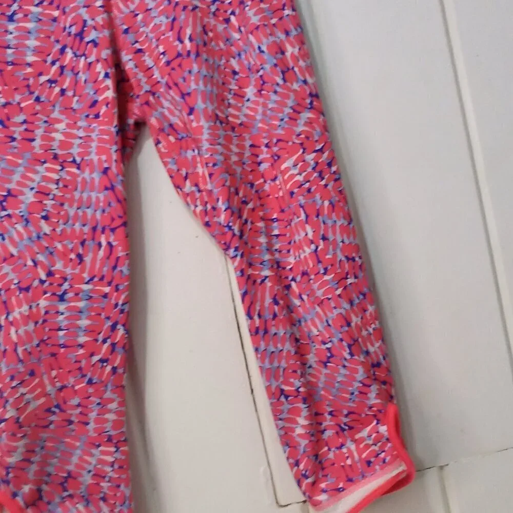 Old Navy Active Capri Leggings Girls L 10-12 Athletic Pattern Pink Blue